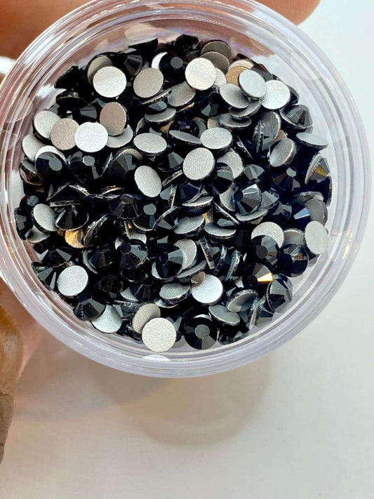 Jet black glass rhinestones - UniqueLeeCreations