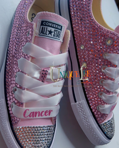 Pink breast cancer bling shoes