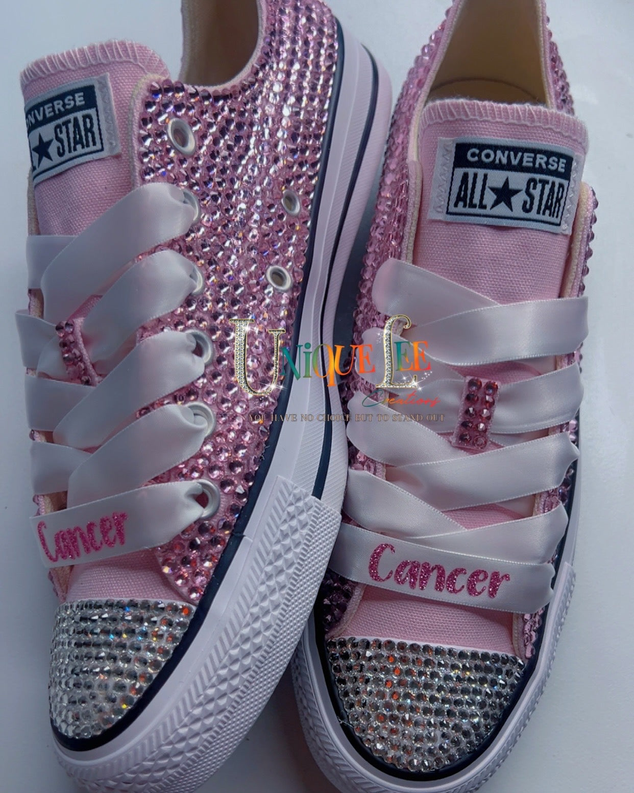 Pink breast cancer bling shoes