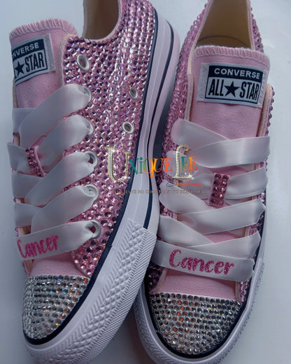 Pink breast cancer bling shoes