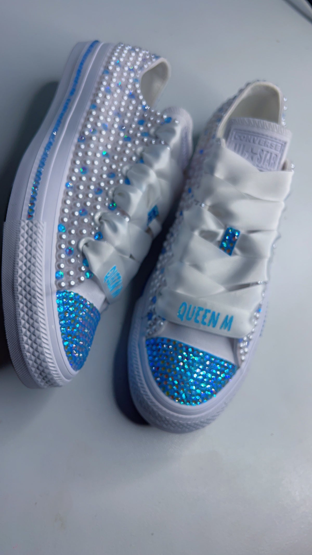Custom Pearl & Rhinestone Sneakers