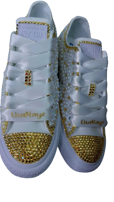 Custom Pearl & Rhinestone Sneakers