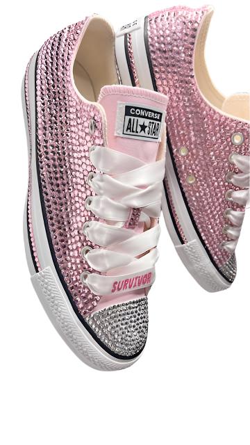 Pink breast cancer bling shoes