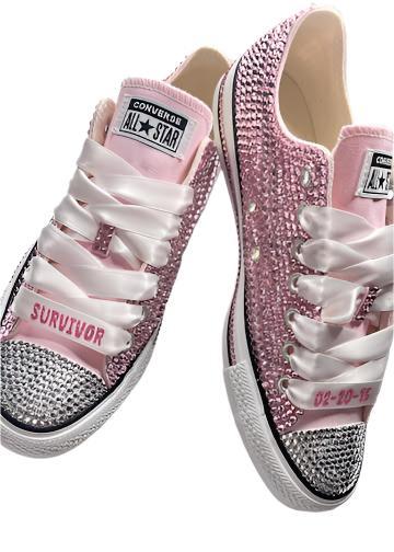 Pink breast cancer bling shoes