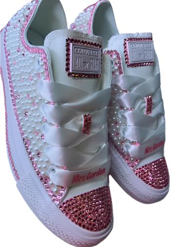 Pink breast cancer bling shoes