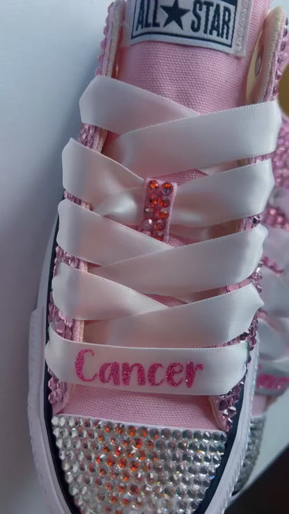 Pink breast cancer bling shoes