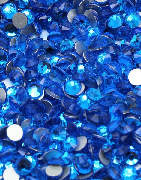 Capri Blue Glass Rhinestones for Embellishments 2-6mm